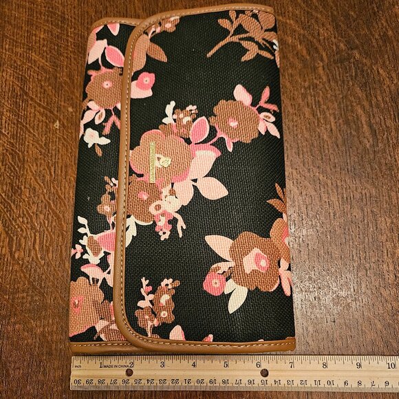 Spartina 449 Natural Linen Black Floral Print Hang Up Toiletry Bad - Picture 7 of 9